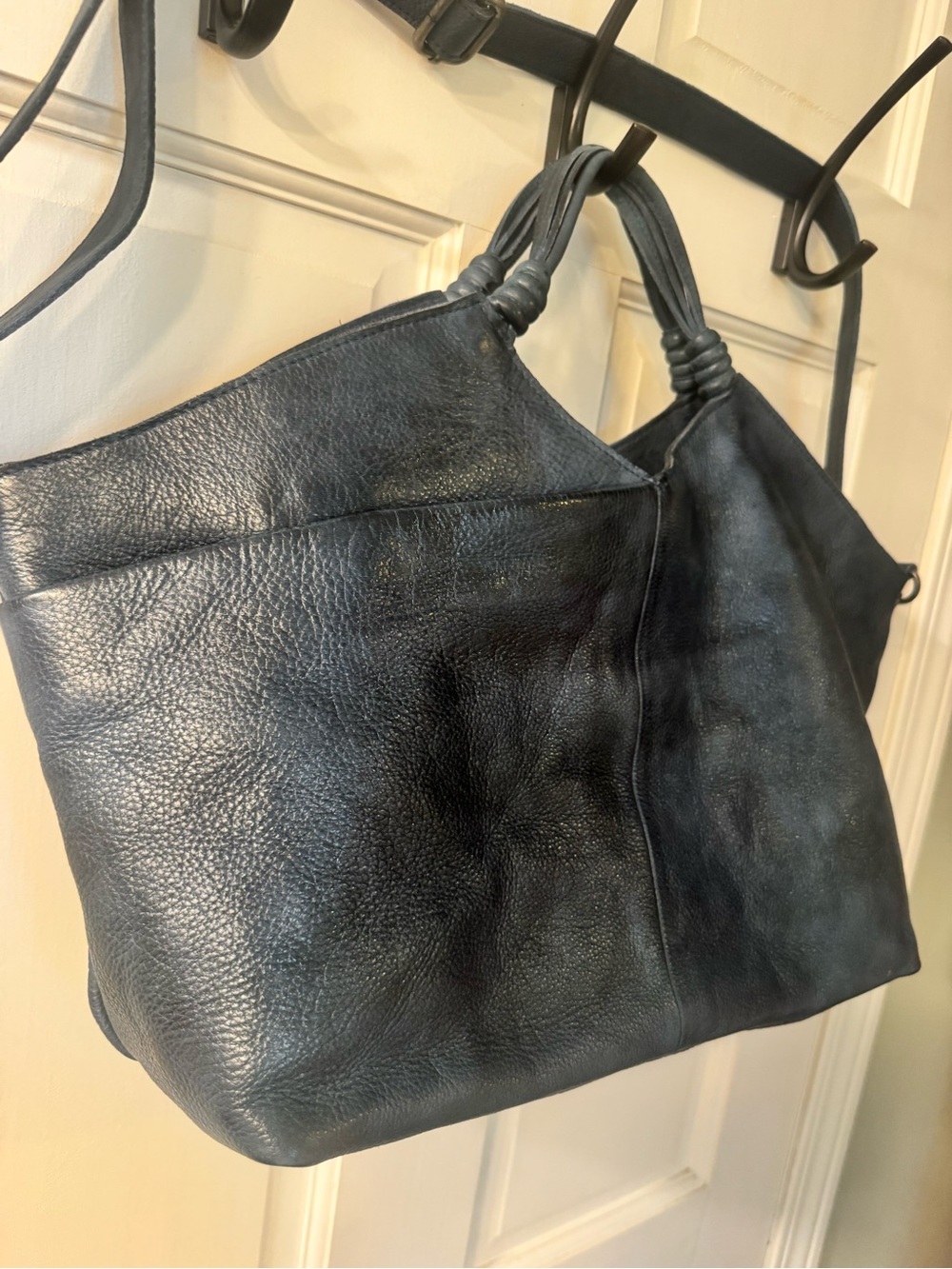 Latigo denim Blue Leather Tote with Removable Strap.. not navy - Picture 12 of 13
